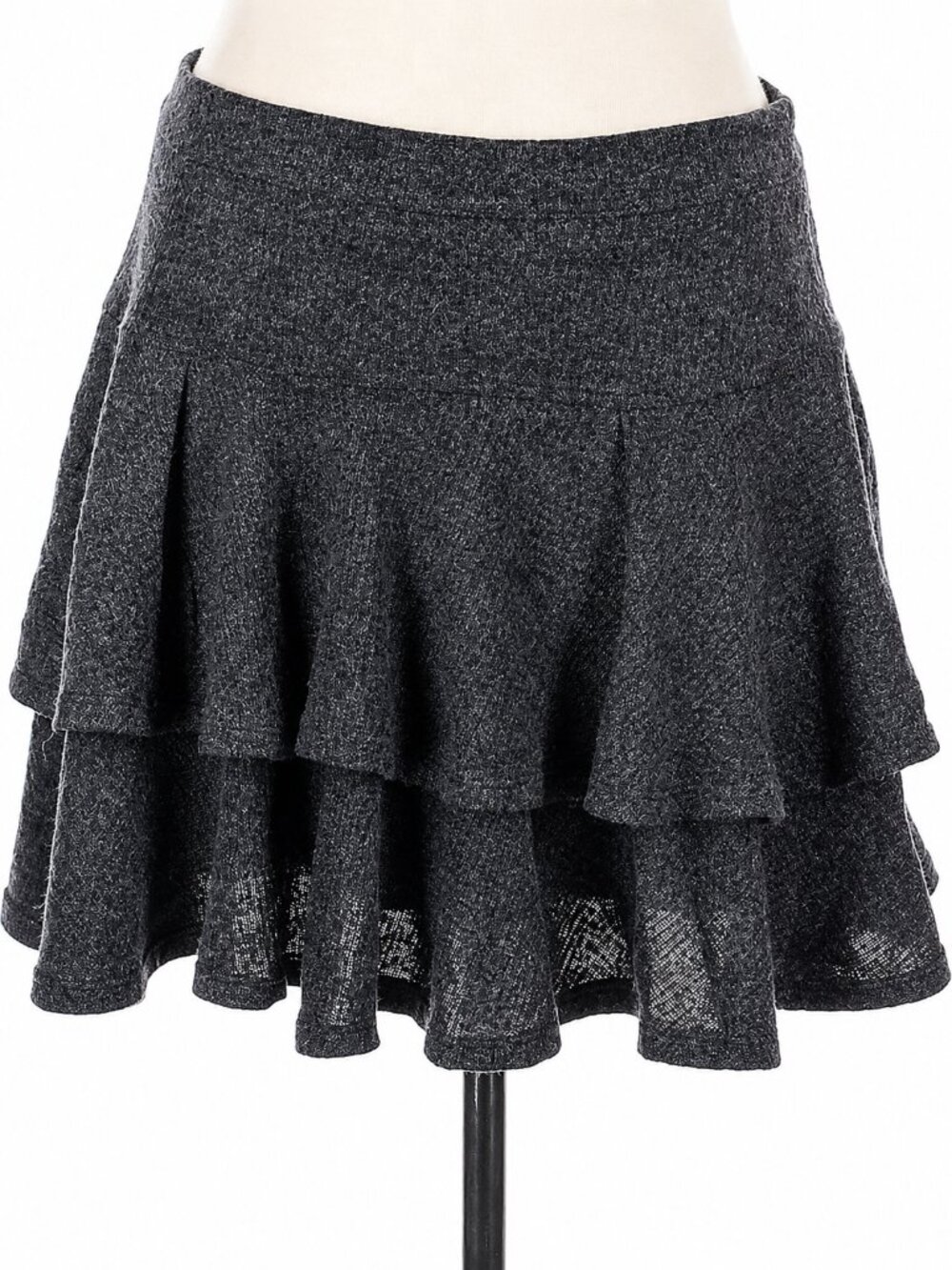NWT THML Charcoal Gray Tiered Ruffle Mini Skirt Size Small